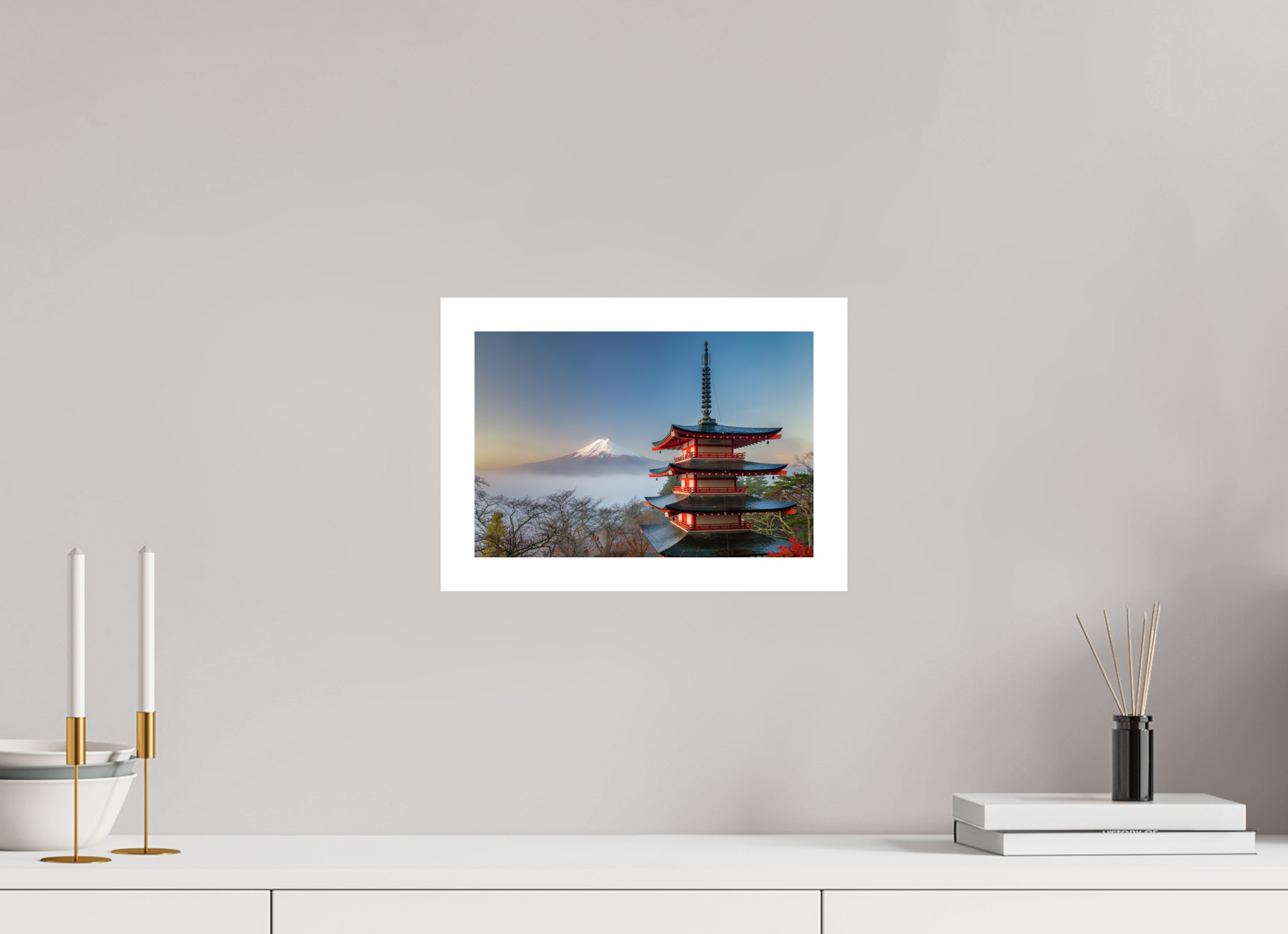 30 x 20 cm, Unframed Chureito Pagoda and Mount Fuji