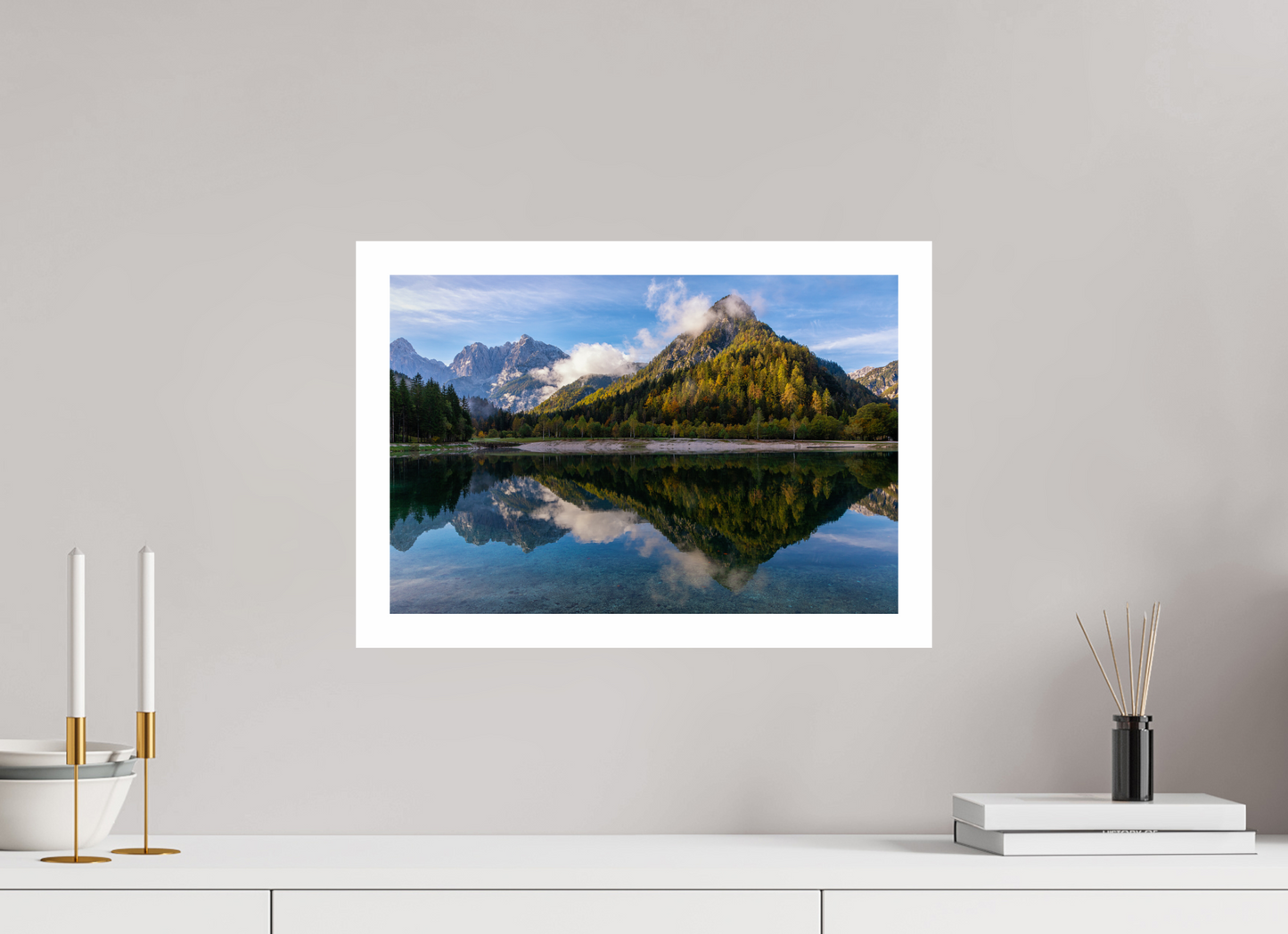 45 x 30 cm, Unframed Lake in Slovenia