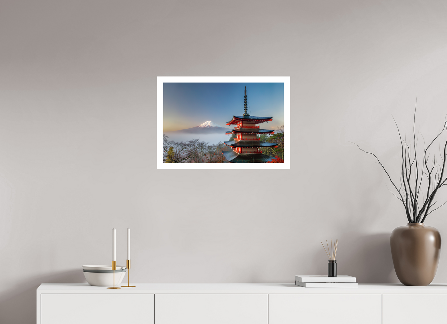 60 x 40 cm, Unframed Chureito Pagoda and Mount Fuji