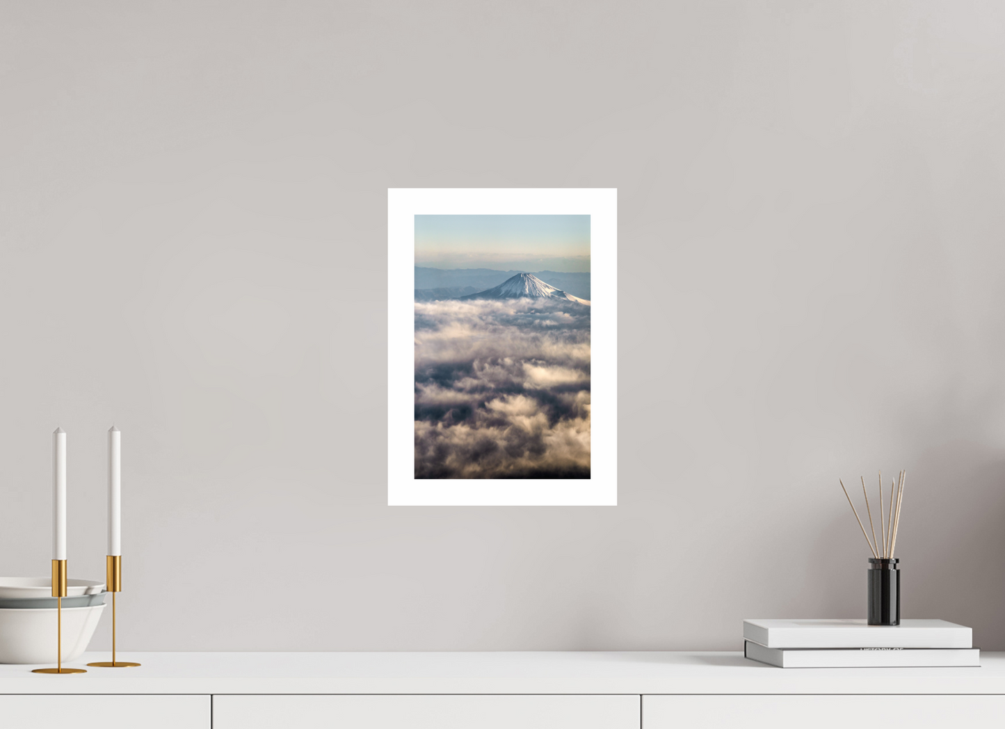 20 x 30 cm, Unframed Mount Fuji above the clouds