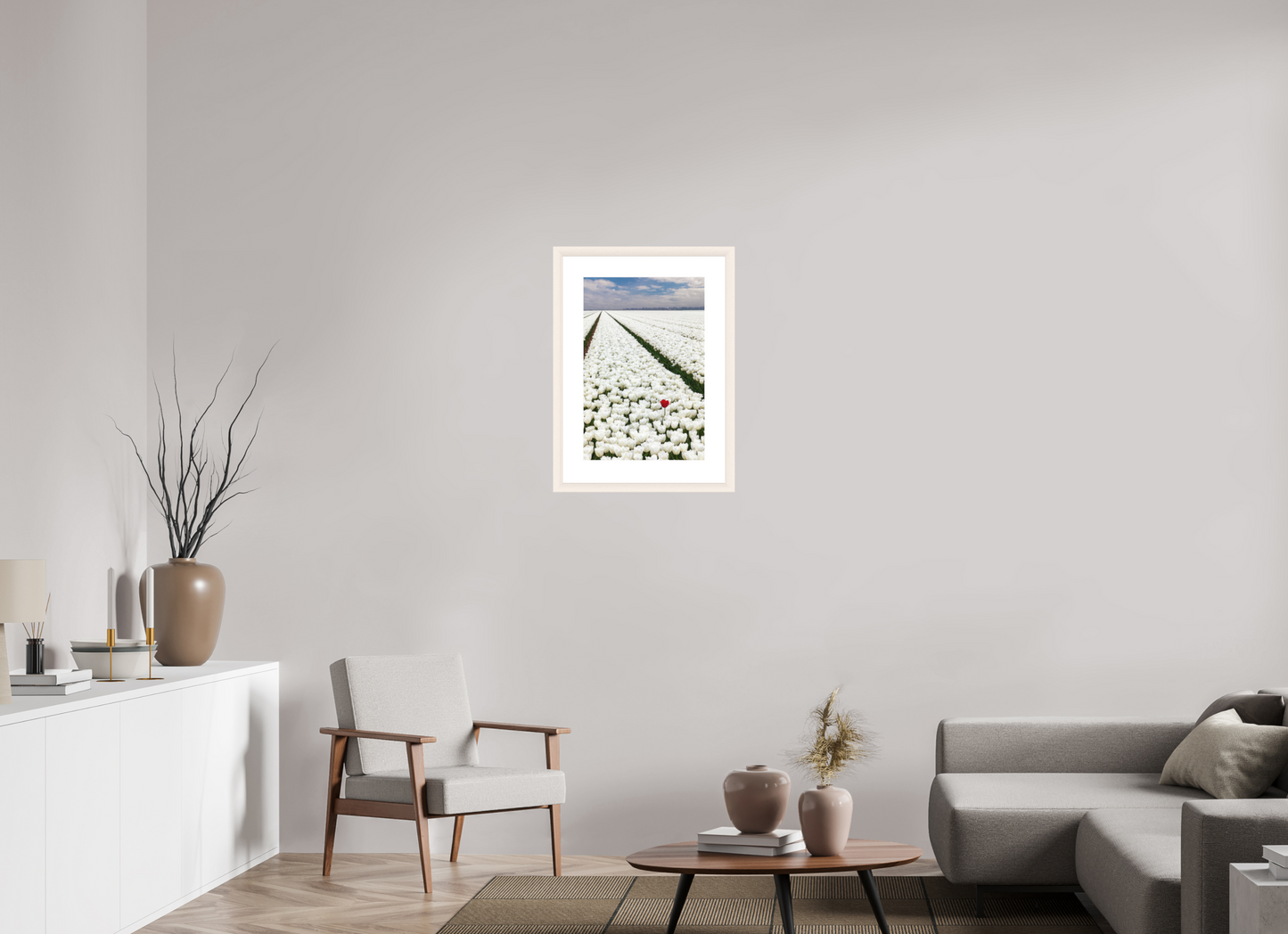 40 x 60 cm, White Frame (museum glass) Tulips