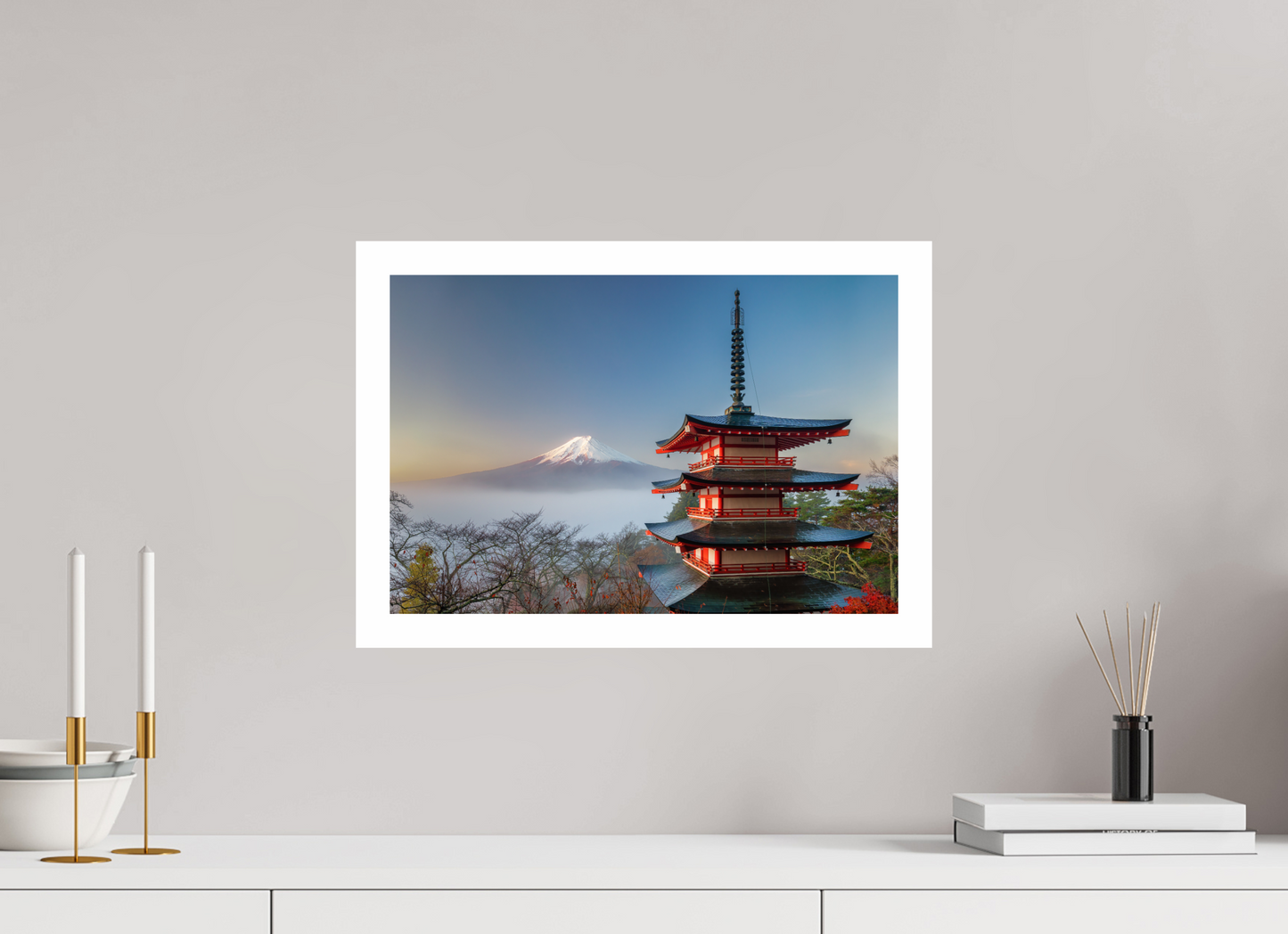 45 x 30 cm, Unframed Chureito Pagoda and Mount Fuji