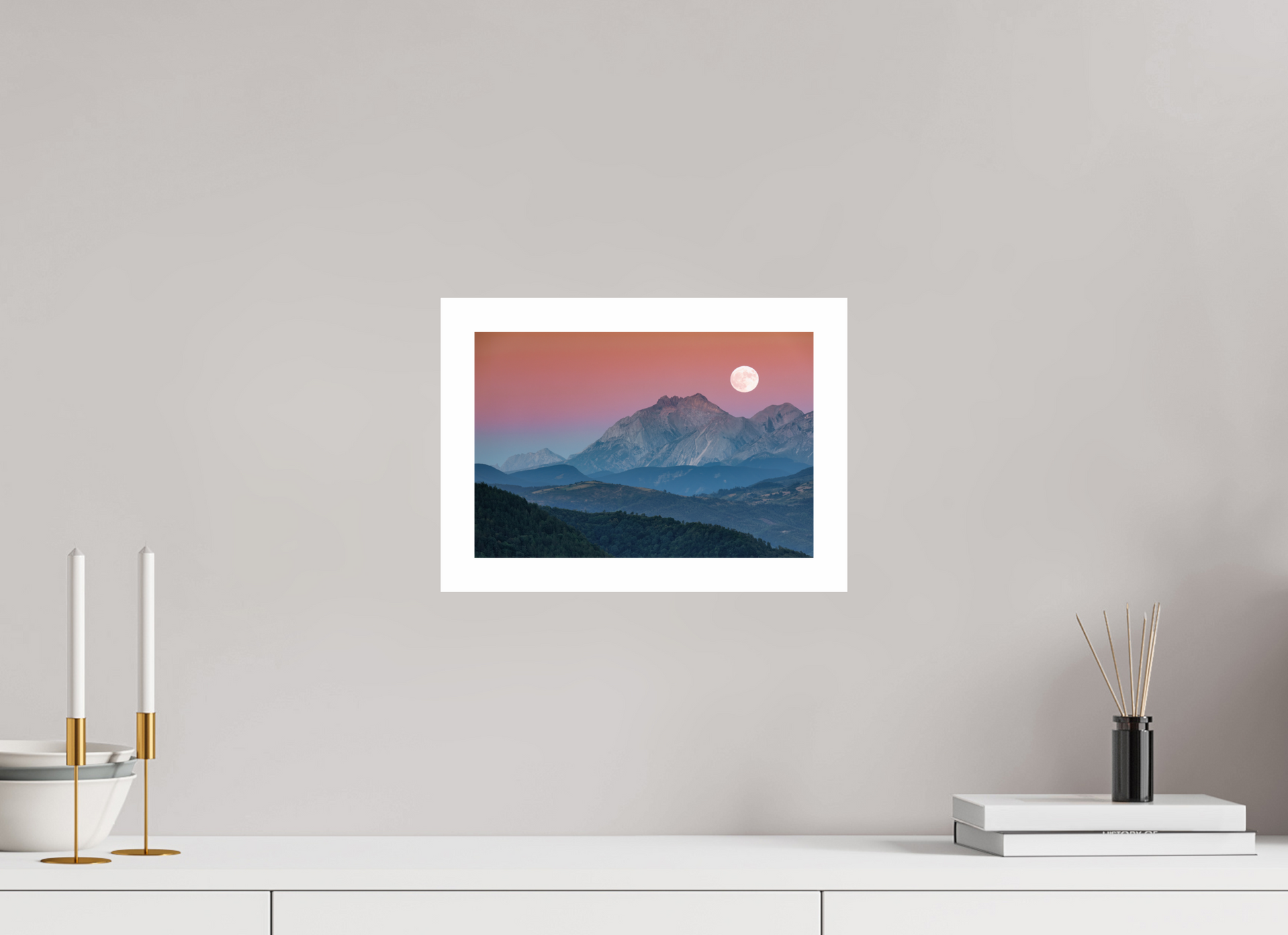 30 x 20 cm, Unframed Moon over the Apennine Mountains