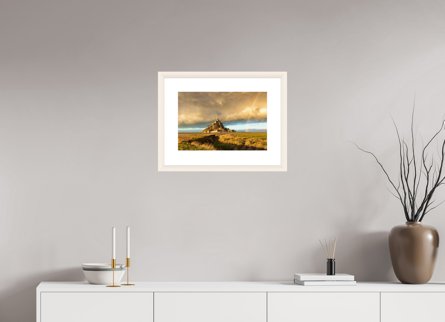 45 x 30 cm, White Frame (acrylic glass) Mont St Michel
